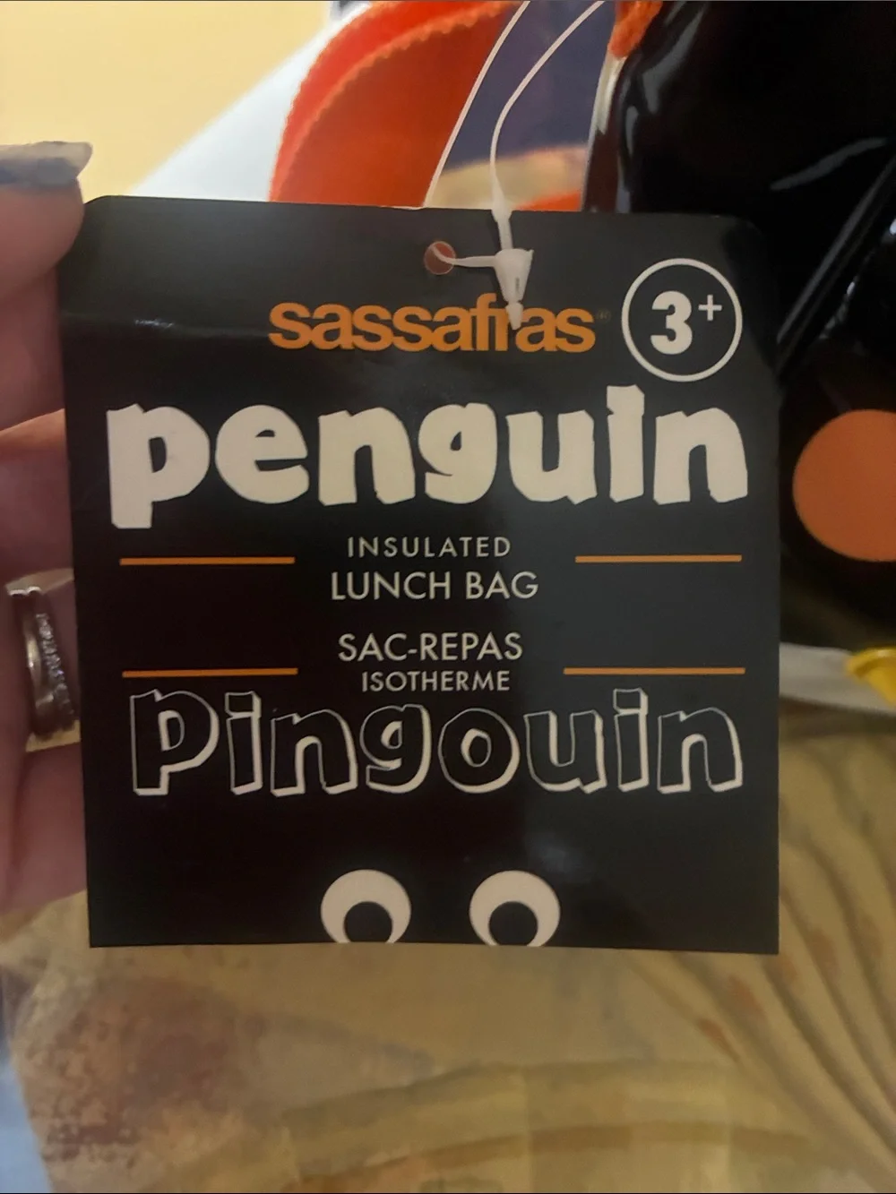 Penguin Kids Lunch Bag - Black & Orange